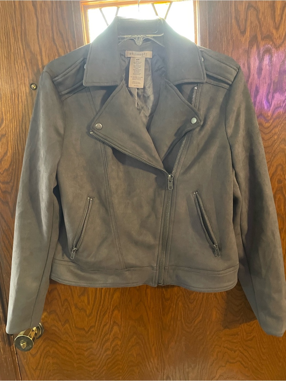 Philosophy Gray Suede Moto Jacket